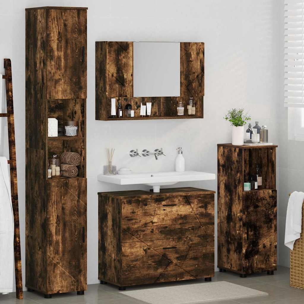Bathroom Furniture Set 4 pcs Smoked oak 30 x 35 x 192 cm